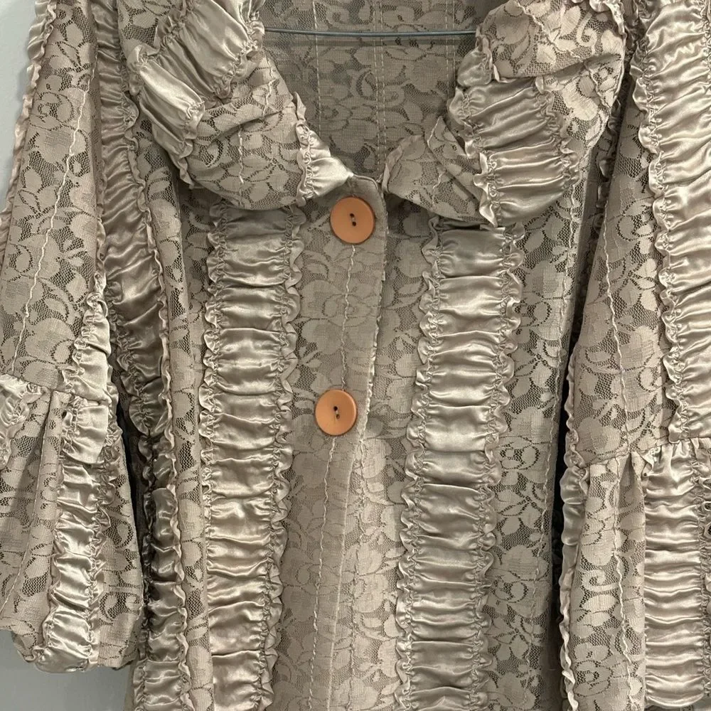 Damee Inc  Lace Ruffle Blazer - Cream